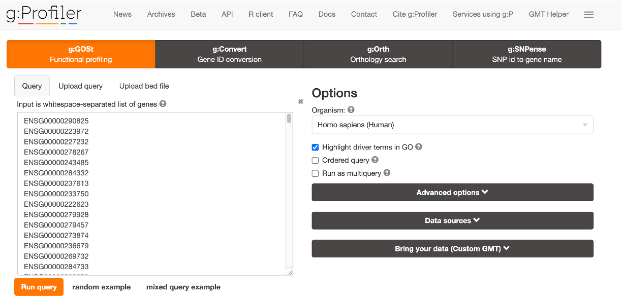 Quick Select and GO Enrichment Test