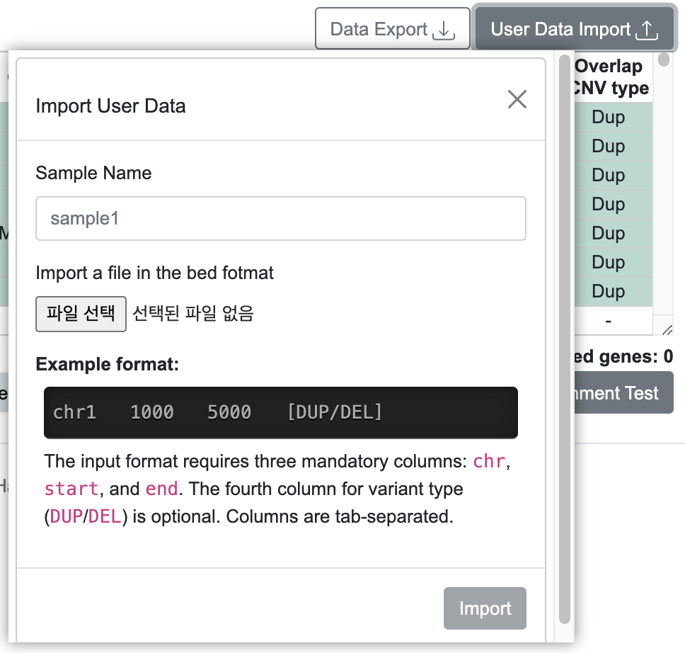 Import User Data